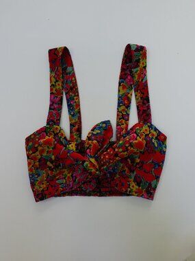 Show Me Your MUMU Kaden Crop top Floral multicolor front tie Women's size S